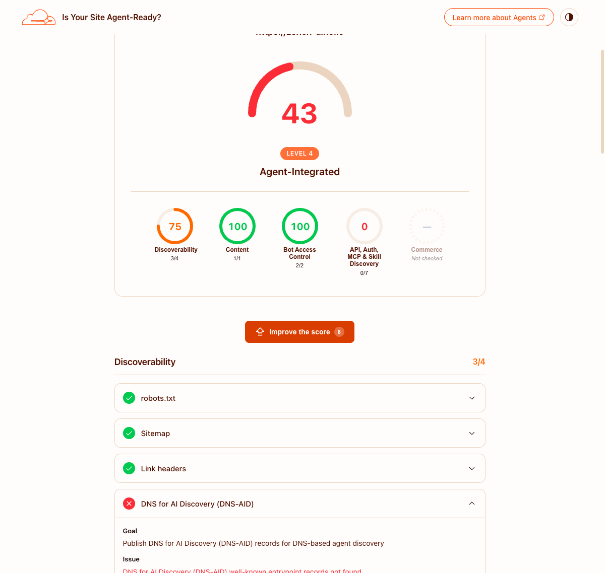 Re-scan result (Content 1/1, score 43)