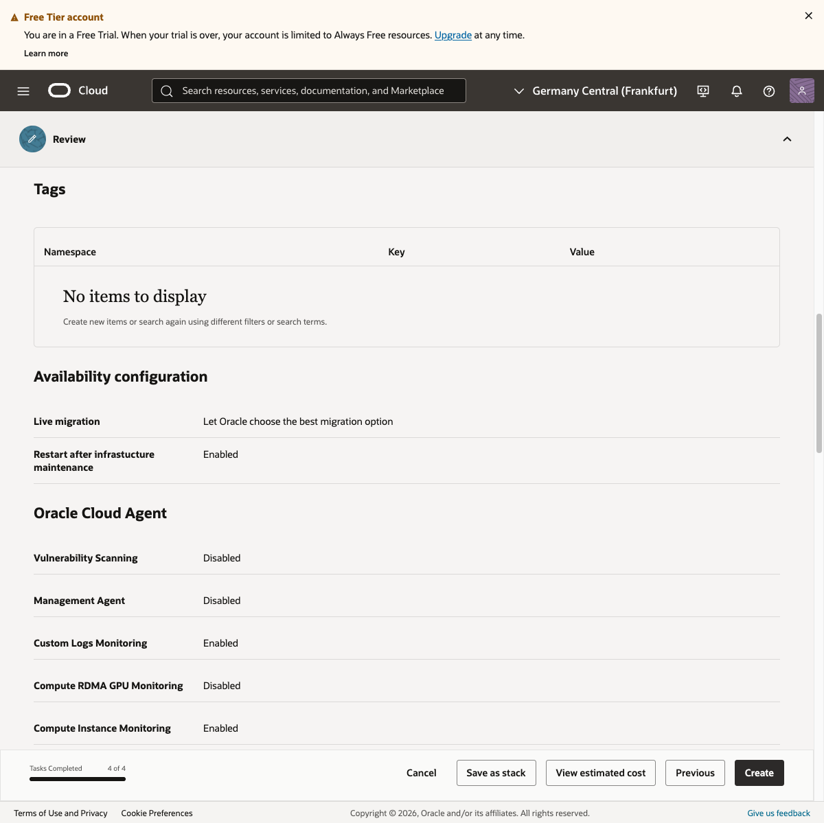 Free Tier バナーの Upgrade リンク
